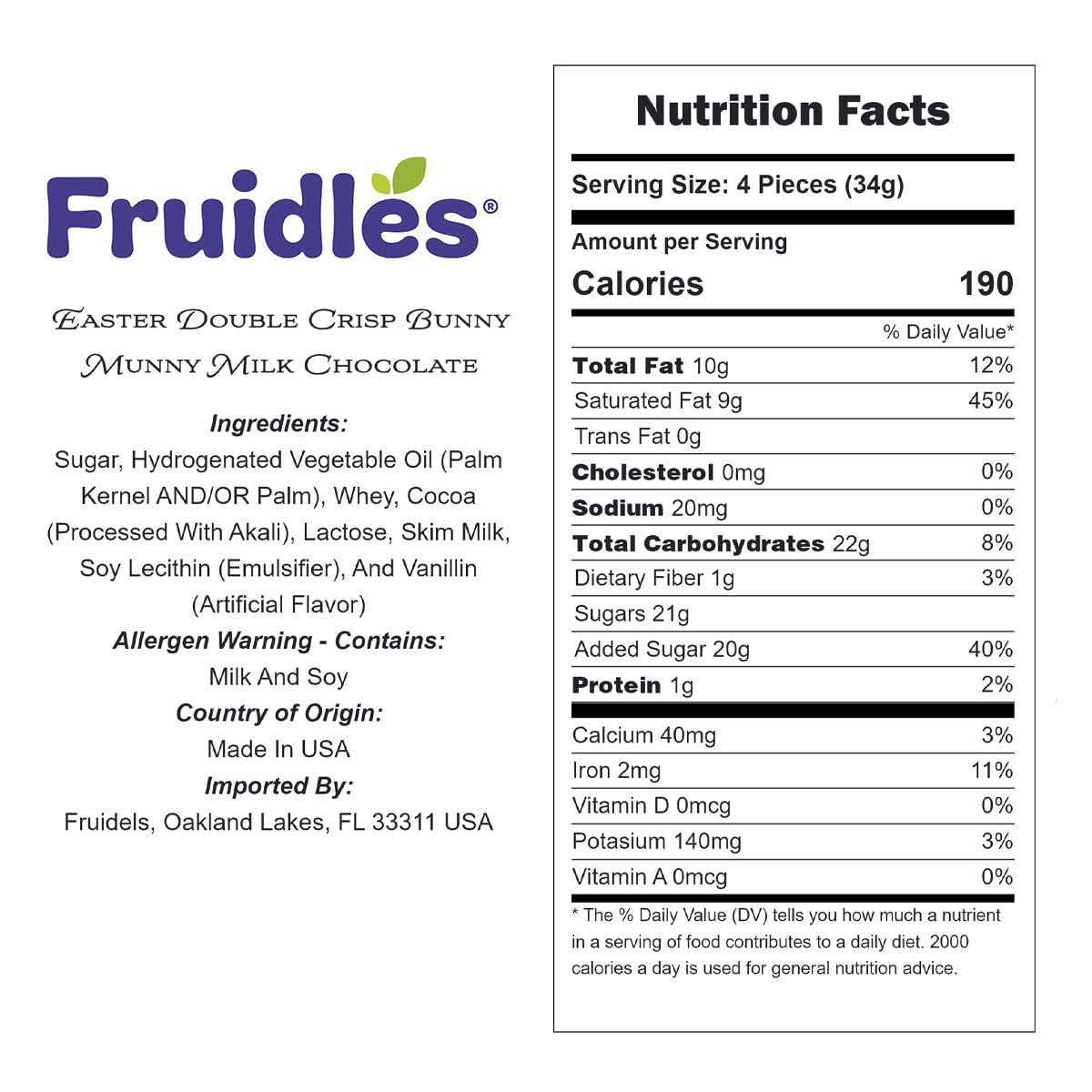 10 Pounds Fruidles Easter Double Crisp Bunny Munny Milk Chocolate, Happy Easter Day Coins, Party Bag Fillers - Individually Wrapped Foils, Kosher