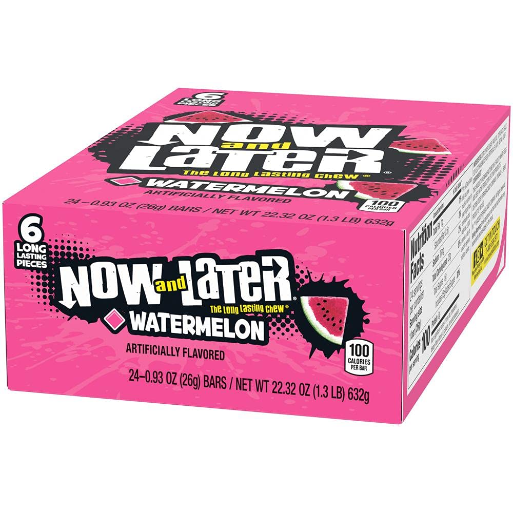 Now and Later Watermelon Candy 6 Pack - Case of 24