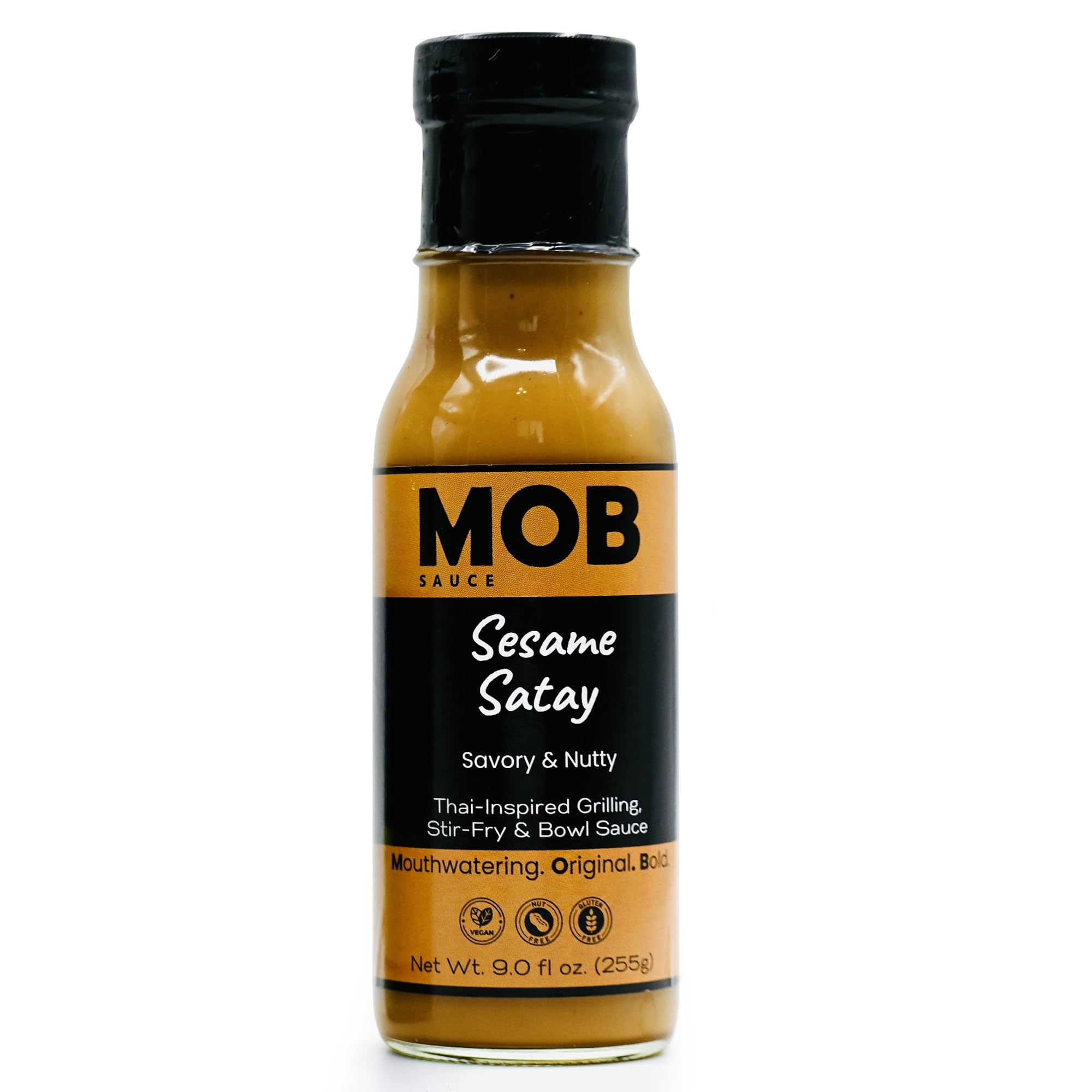 MOB Sauce Sesame Satay - Savory and Nutty Thai Inspired Grilling, Stir-fry and Bowl Sauce That’s Nut-Free, Vegan, Gluten-Free with Natural Ingredients