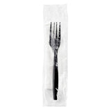 Karat [ 500 ct ] Black Wrapped PP Plastic Cutlery Set with Napkin (Fork, 1-ply Napkin) U2206B