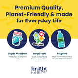 Bright Habits Scrubby Machine Washable Dishcloth Set in Dots Blue, 4 Pack 2 in 1 Non Scratch Reusable Quick Dry Cleaning Cloths Made from Recycled