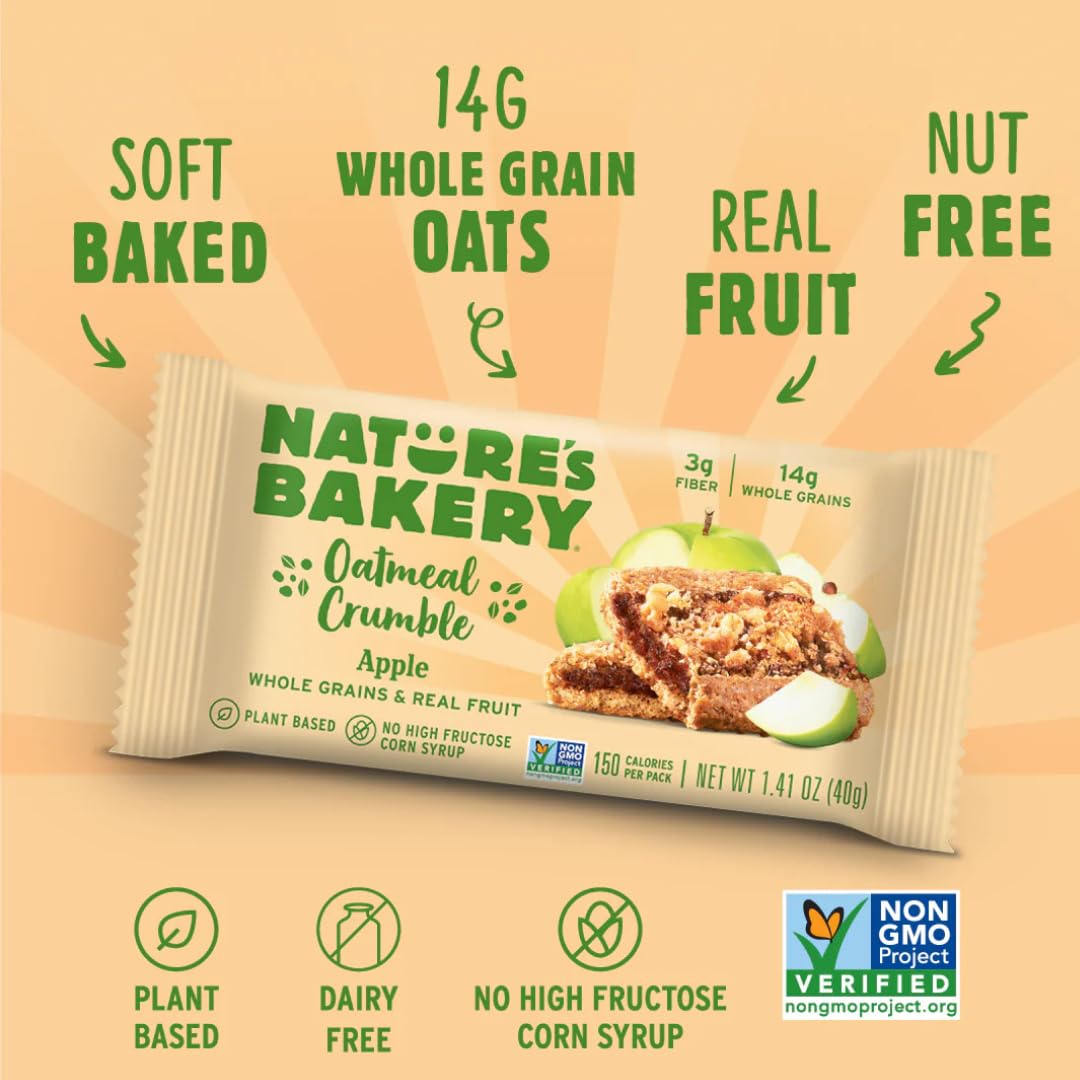 Nature’s Bakery Fig Bars Variety Pack, 36 Count - Strawberry, Blueberry, Raspberry, Original Fig, Peach Apricot, , Oameal Crumble Flavors: Apple
