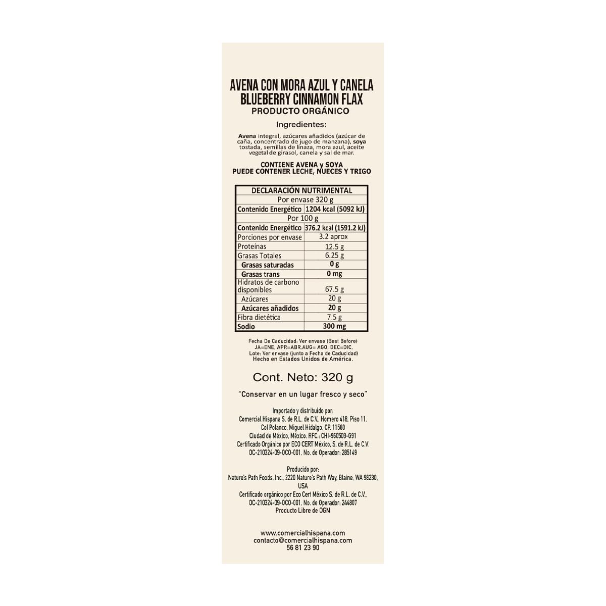 Nature's Path Organic Optimum Power Oatmeal 1.4 oz. 8-Count (Pack of 6)