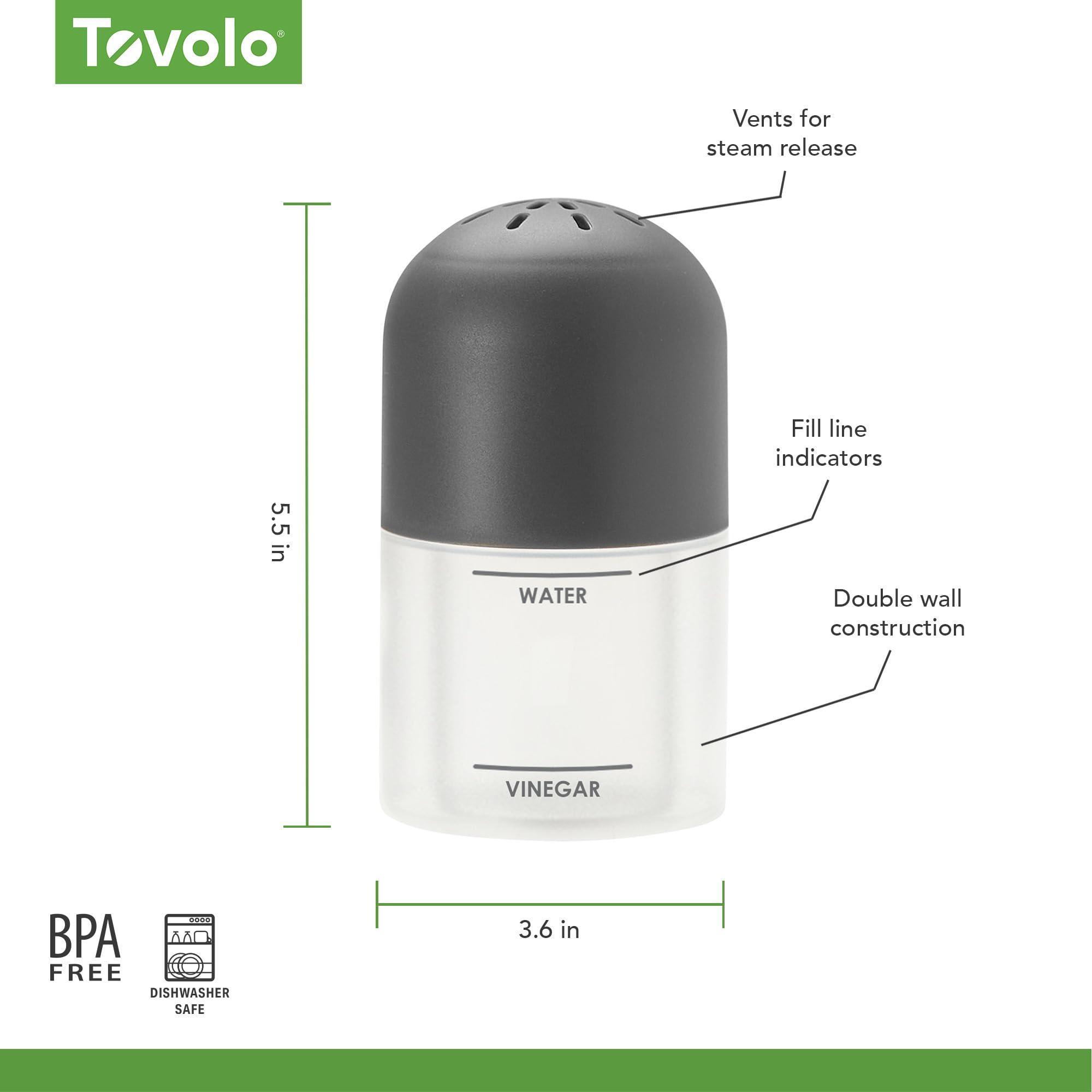 Tovolo Microwave Steam Cleaner for Inside Microwave Oven Easy to Use Fill Lines for Water Vinegar Helps Clean and Deodorize, Microwaveable Silicone