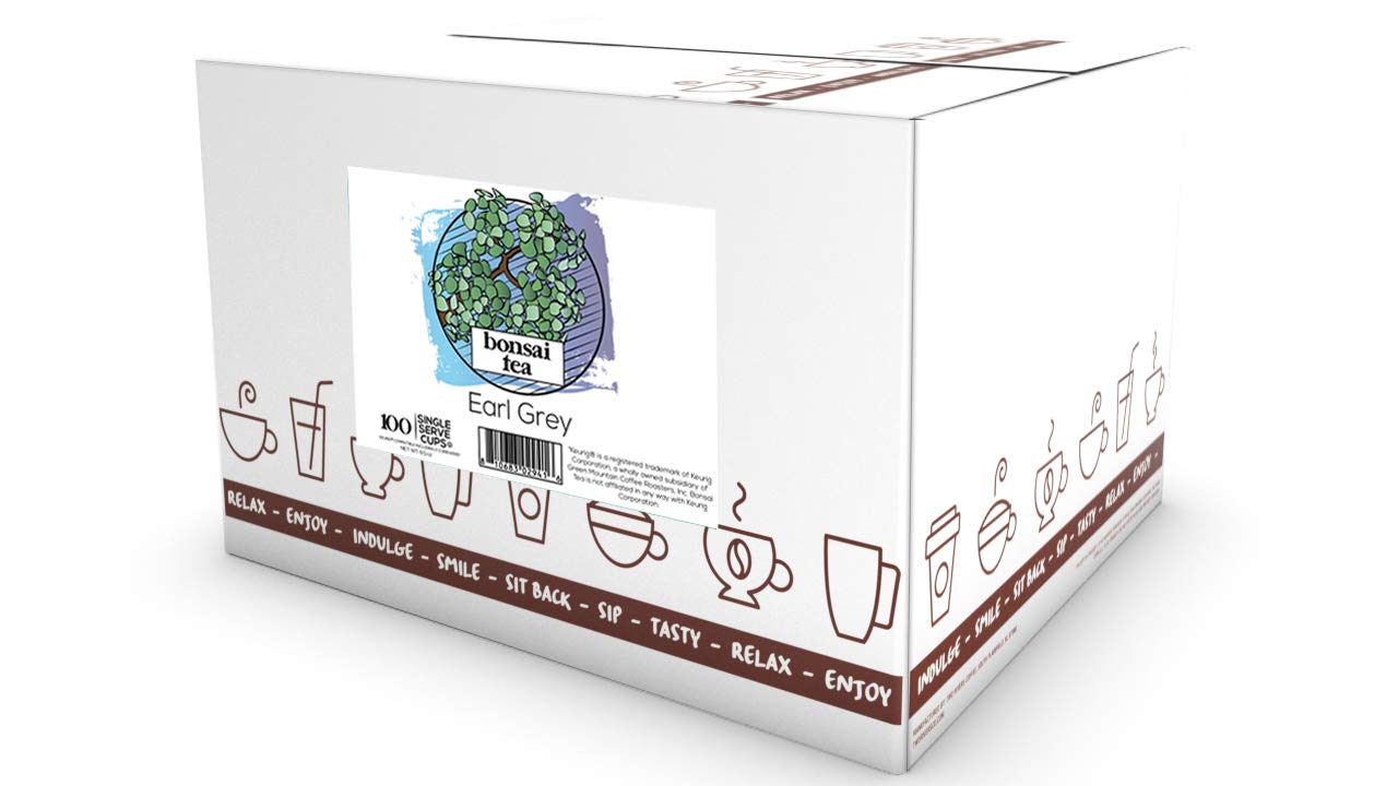 Bonsai Tea Co. Earl Grey Single Serve Tea Pods, Compatible with K Cup Brewers Including 2.0, Sweet and Floral Bergamot Flavor with Full-Bodied Black