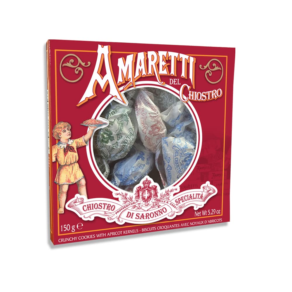 Amaretti Del Chiostro, Amaretti Di Saronno Crunchy Italian Cookies, 5.3 Ounce Window Box