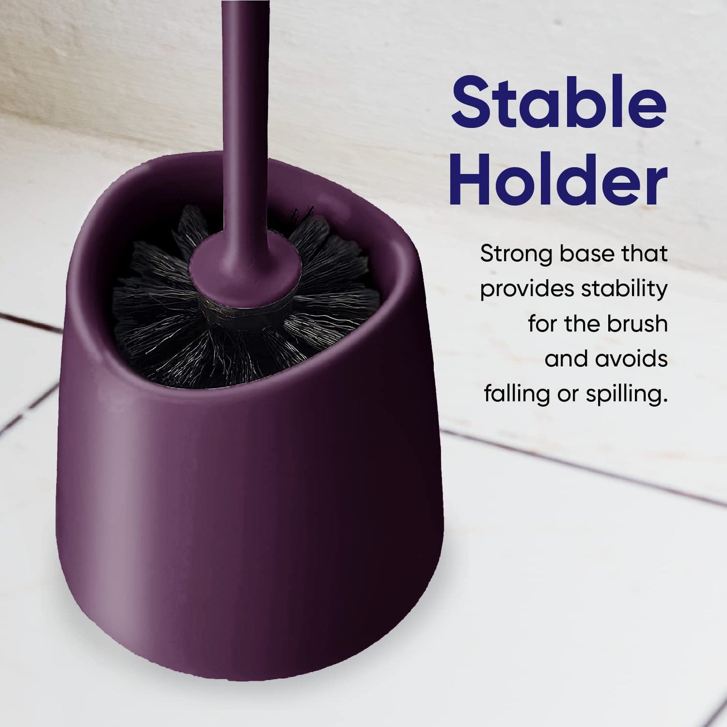 Toilet Brush Cleaner and Holder Purple Toilet Bowl Cleaner Brush with Scrubbing Wand, Brush and Storage Caddy for Easy Bathroom Cleaning