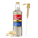 Torani White Chocolate Syrup 1 Liter Bottle with Pump - Premium Coffee Flavoring with Natural Ingredients for Lattes, Mochas, Desserts, Cocktails