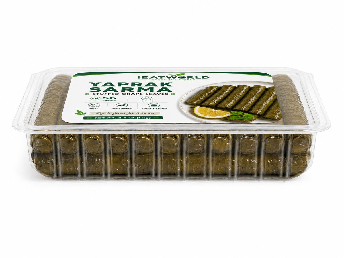 IEATWORLD Stuffed Dolma Collection - Ready to Cook Rice-Stuffed Vegetables, Mediterranean Style (1 Pack, Stuffed Grape Leaves)