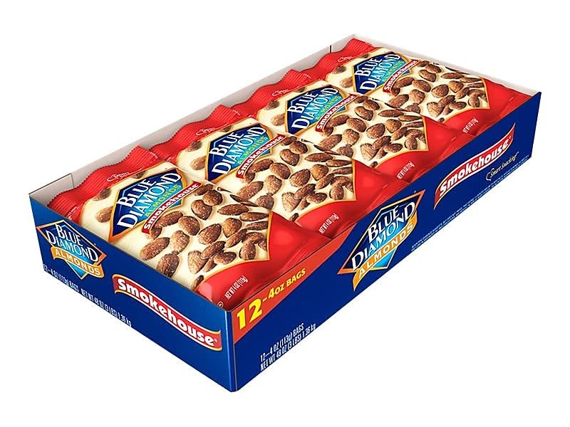 Blue Diamond Almonds, Smokehouse Flavored Shareable Size Travel and On-the-Go Snacking, 4 Ounce (pack of 12) (Packaging May Vary)