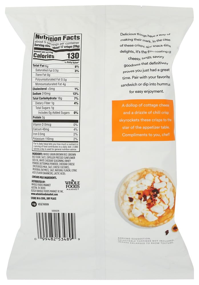 365 By Whole Foods Market White Cheddar Mini Rice Crisp, 5 Ounce