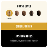 BLK & Bold Ground Coffee, Limu Ethiopia Light Roast, Single Origin, Chocolate Blueberry Honey Notes, For Drip Coffee Maker, French Press & Coffee Pot