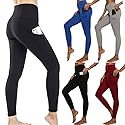 Fashion side phone pocket high waist running sports fitness yoga leggings (Black, L)