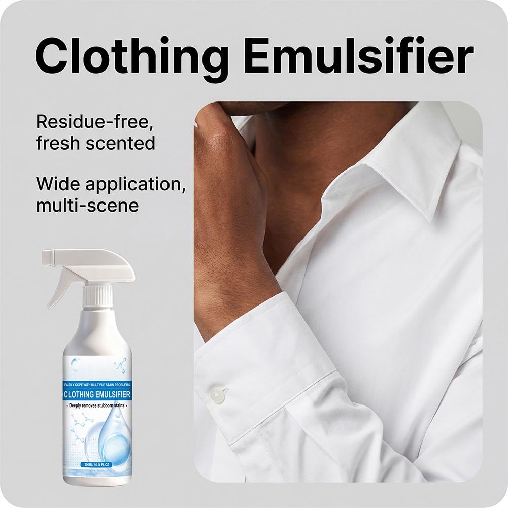 Prndkhn 10 Fl Oz Clothing Emulsifier, Fly Cloth Cleanse Clothing Emulsifier Stain Remover, Spot Cleaner for Clothes, No Damage Fabric Spot, Fabric