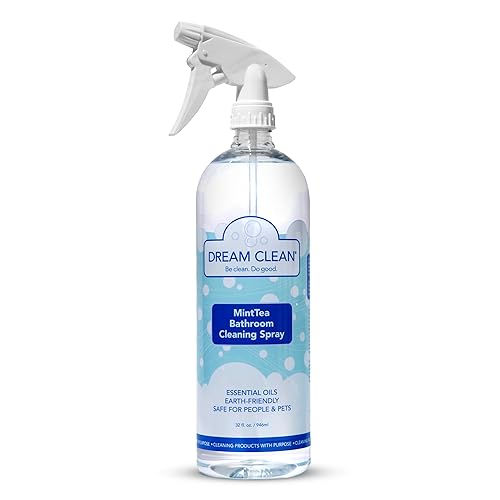DREAM CLEAN MintTea Bathroom Cleaning Spray - Biodegradable and Cruelty-Free Formula for Showers, Tubs, Sinks & More, Spearmint & Tea Tree Essential