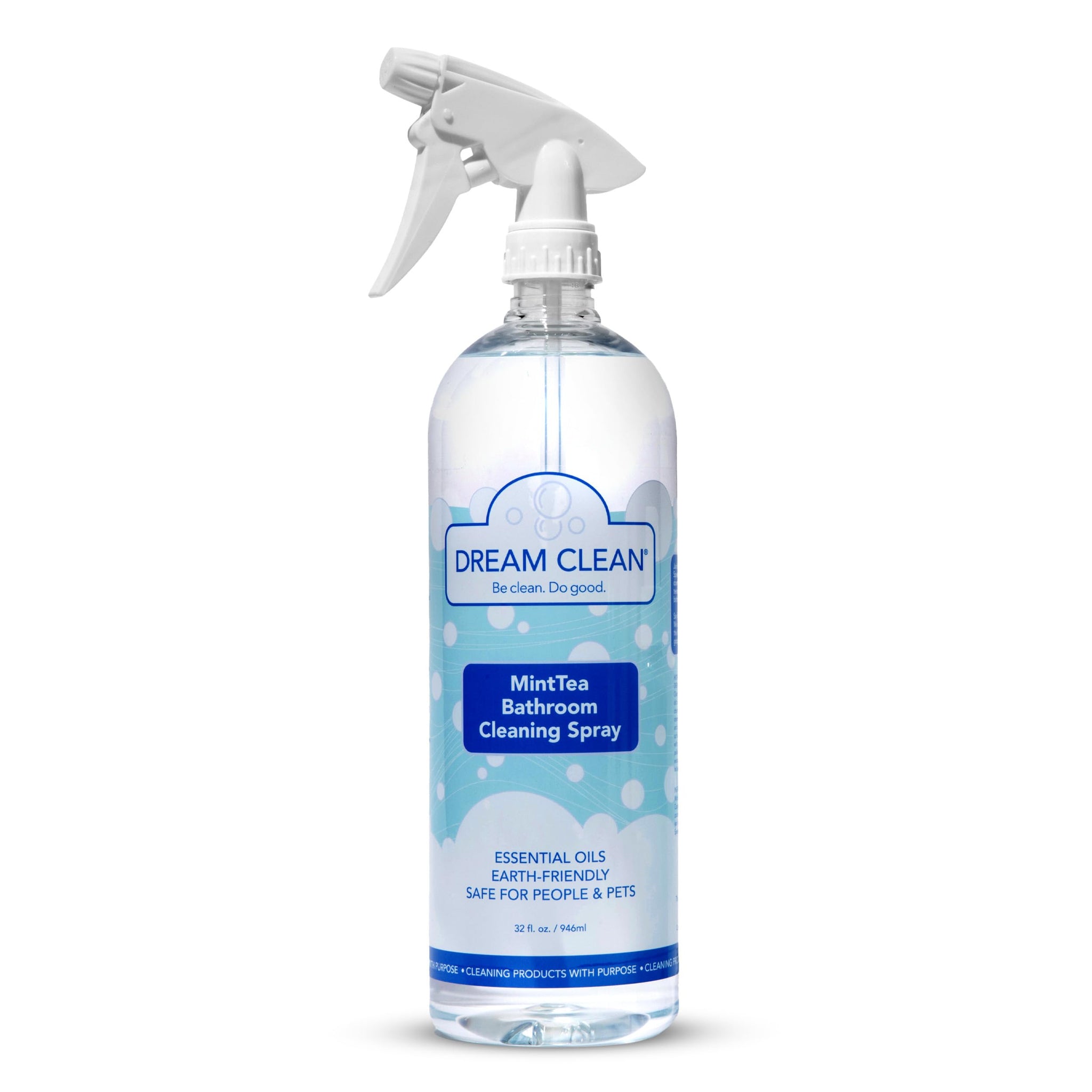 DREAM CLEAN MintTea Bathroom Cleaning Spray - Biodegradable and Cruelty-Free Formula for Showers, Tubs, Sinks & More, Spearmint & Tea Tree Essential