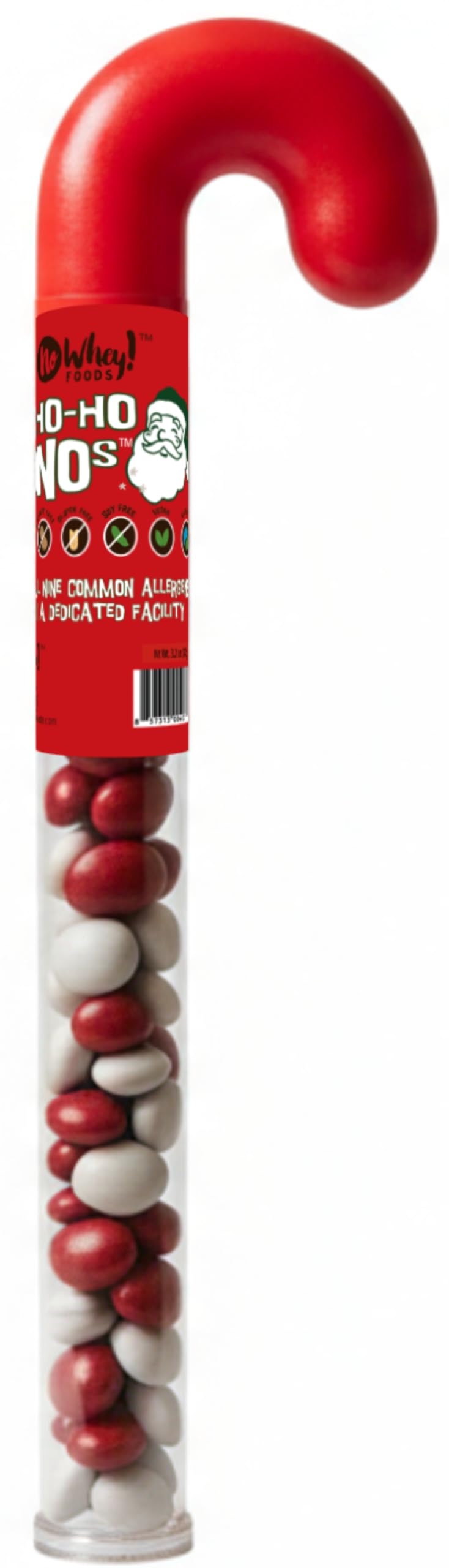 Choco NoNo's Candy Cane Tube 2-Pack - Christmas - Vegan, Allergy-Friendly, Kosher - Free from Milk, Peanut, Tree Nut, Egg, Soy, Gluten, Sesame - No