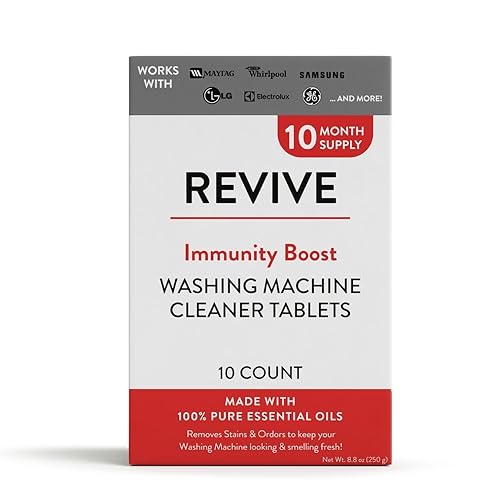 Immunity Boost Washing Machine Cleaner Tablets 10ct by Revive Essential Oils - 10 Month Supply, Synthetic Fragrance Free, Stain & Odor Fighting