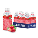 Mogu Mogu Strawberry Juice Drink with Nata de Coco (Coconut Jelly) - Chewy Fruit Beverage for Kids & Adults, 6 Pack Bottles, 10.82 fl oz Each