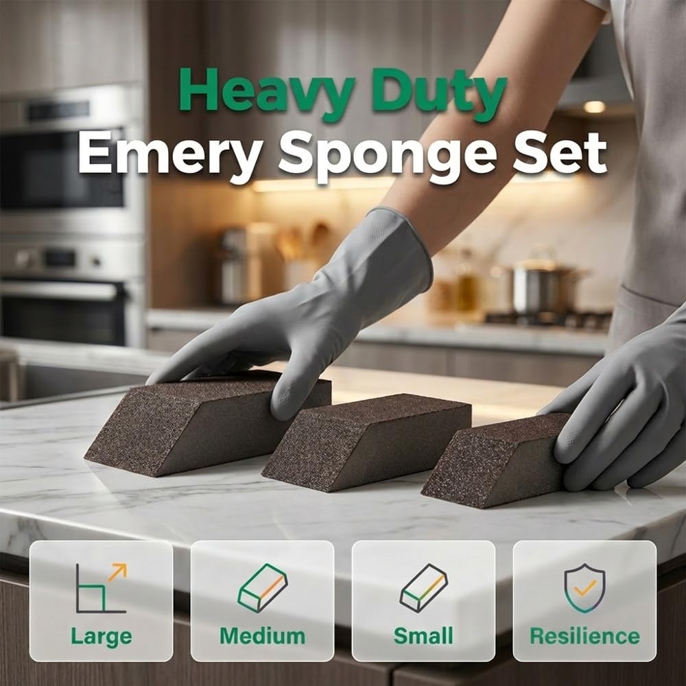 6PCS Cleaning Magic Erasers, Emery Cleaning Sponge for Stubborn Stains, Multi-Functional Scrubber Sponge for Shower, Tub, Kitchen, Bathroom, Sink