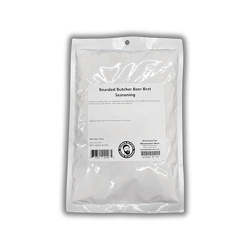 Bearded Butchers Beer Bratwurst Seasoning, 15oz - For Up to 25 lbs of Meat - Made with Real Beer Flavor - No MSG - Perfect for Bratwurst, Sausages