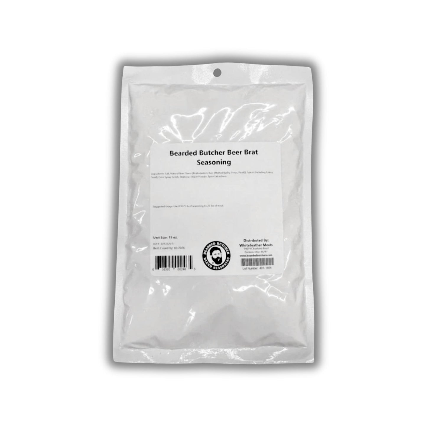 Bearded Butchers Beer Bratwurst Seasoning, 15oz - For Up to 25 lbs of Meat - Made with Real Beer Flavor - No MSG - Perfect for Bratwurst, Sausages