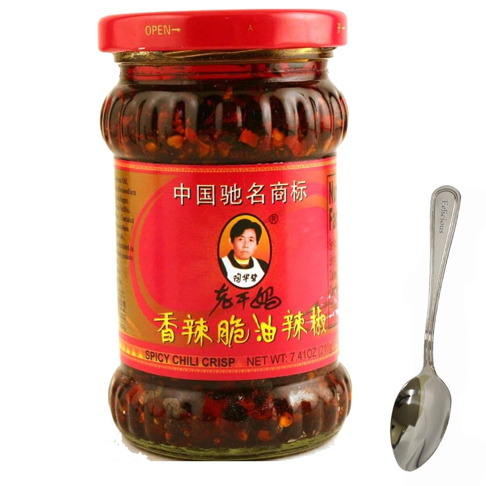 Laoganma Spicy Chili Crisp Sauce 7.41oz, 1pack Comes with 1 Eelicious spoon