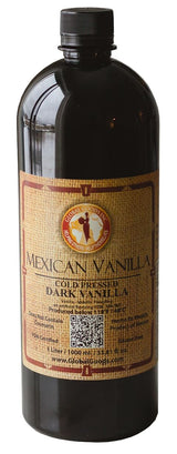 Pure Dark Mexican Vanilla Extract Gluten-Free Vanilla for Baking, Cakes, Cookies, Desserts, Coffee & Beverages (1 Liter / 33.81 fl oz) - Natural, No