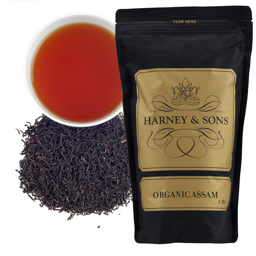 Harney & Sons Organic Assam Loose Leaf Black Tea - Rich Full Leaf Indian Tea, Caffeinated, 16 oz Bag