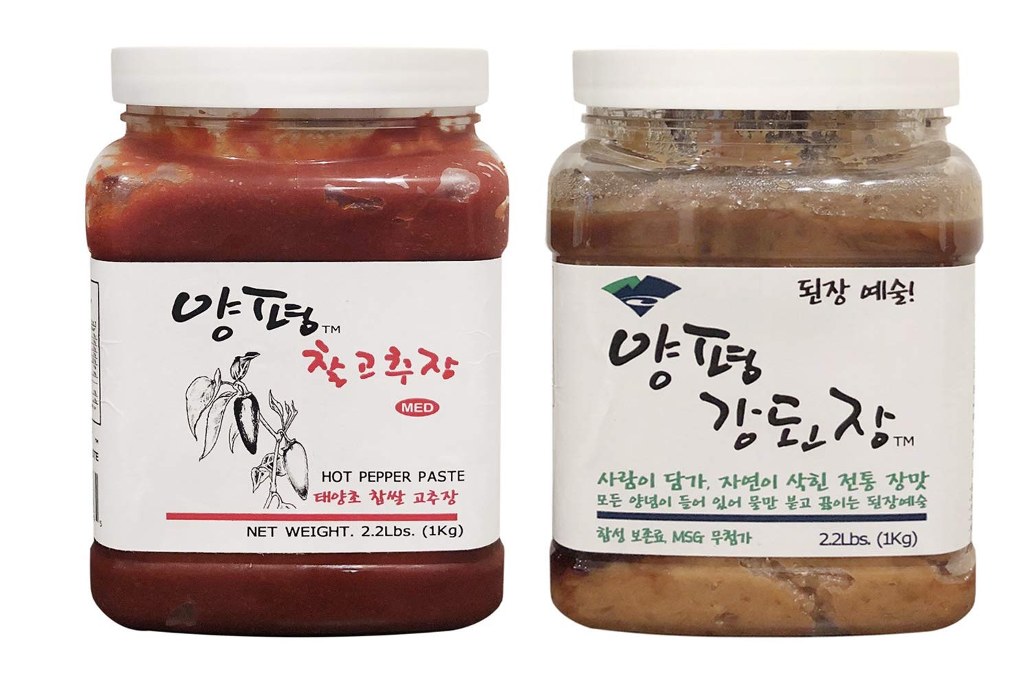 Yangpyeong Premium Unpasteurized Seasoned Soybean Paste and Hot Pepper Paste 2.2lbs