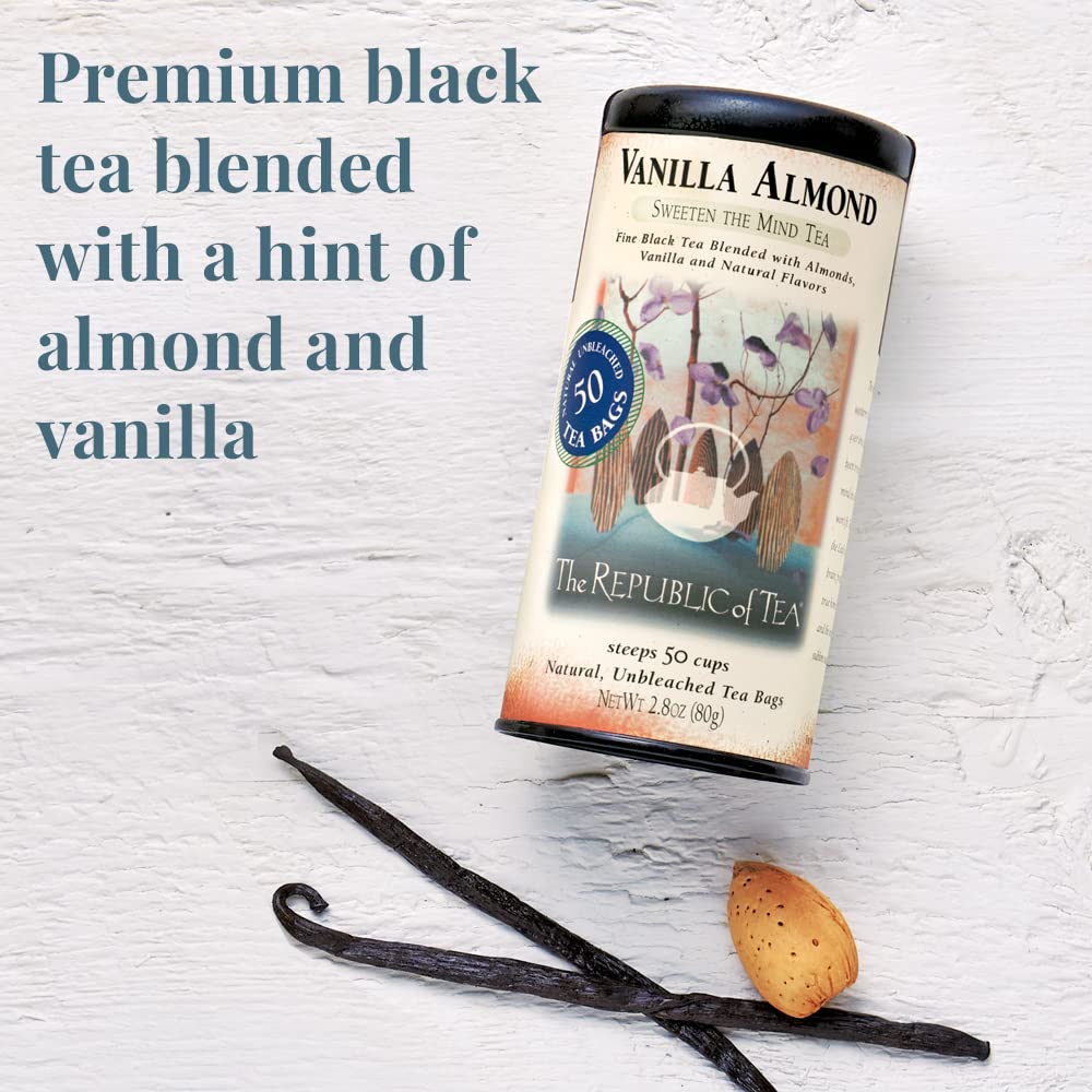 The Republic of Tea - Vanilla Almond Black Tea, 50 Tea Bags, Unique Blend Of Vanilla And Almond Tea