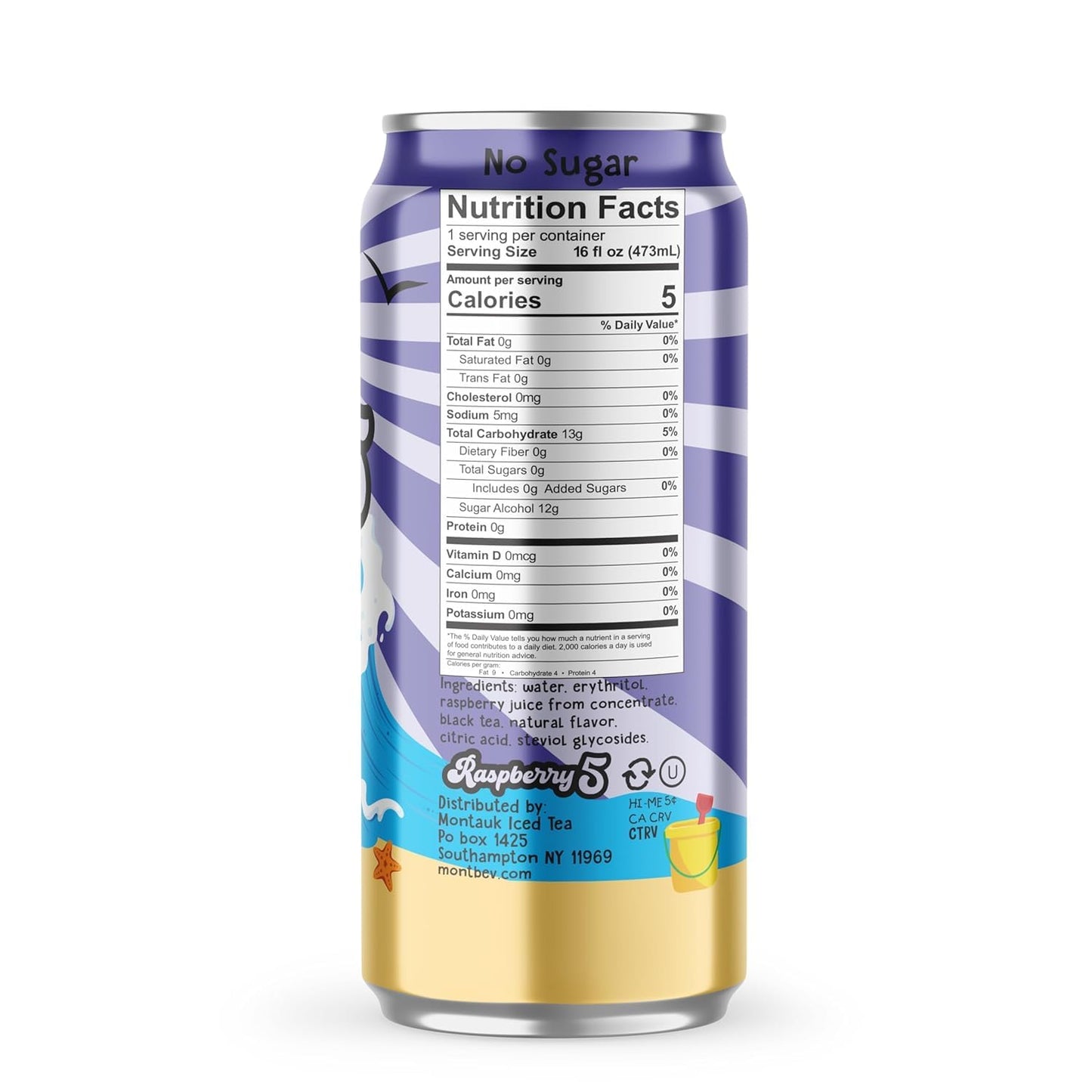Montauk Premium Iced Tea, Ready-to-Drink Tea, 16 fl oz Cans (Pack of 12, Raspberry)