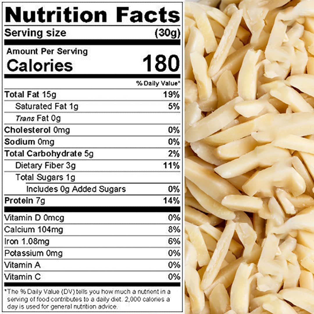 Presto Sales Almonds "FRESH 2024 crop year" Slivered Raw, 16 oz | All Natural Blanched Almonds | High Protein, Keto | perfect low-cholesterol