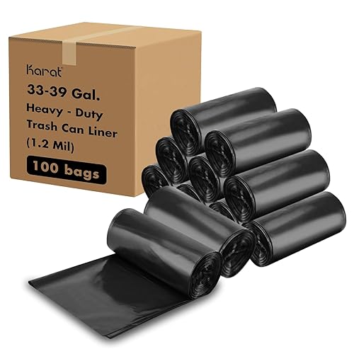 Karat Low Density 33-39 Gallon Trash Can Liner, 33" x 39", 1.2 Mil - 100/Case