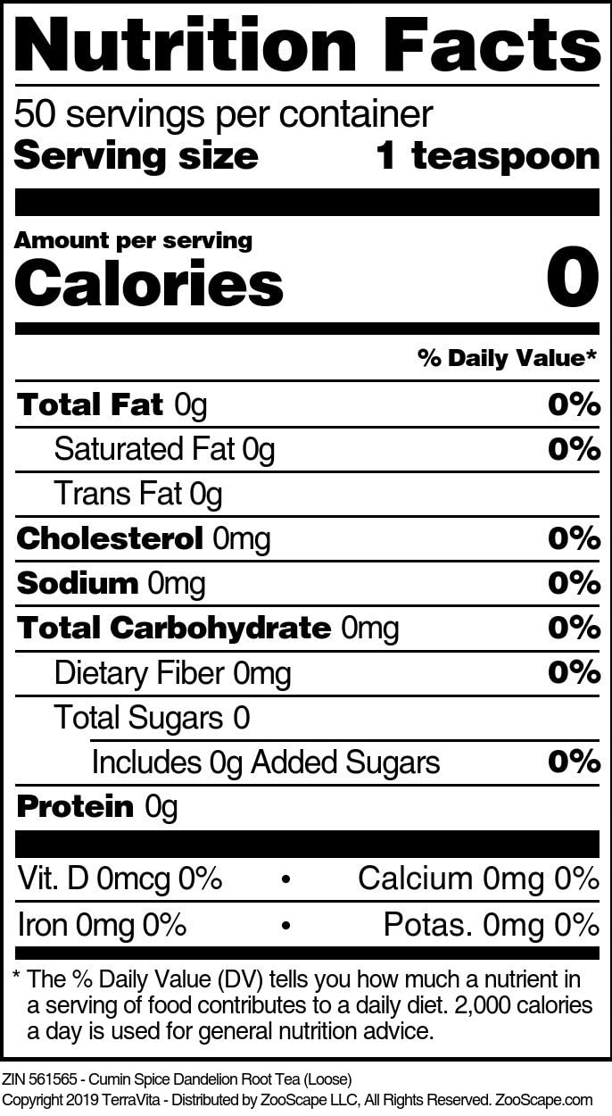 Cumin Spice Dandelion Root Tea (Loose) (8 oz, ZIN: 561565)