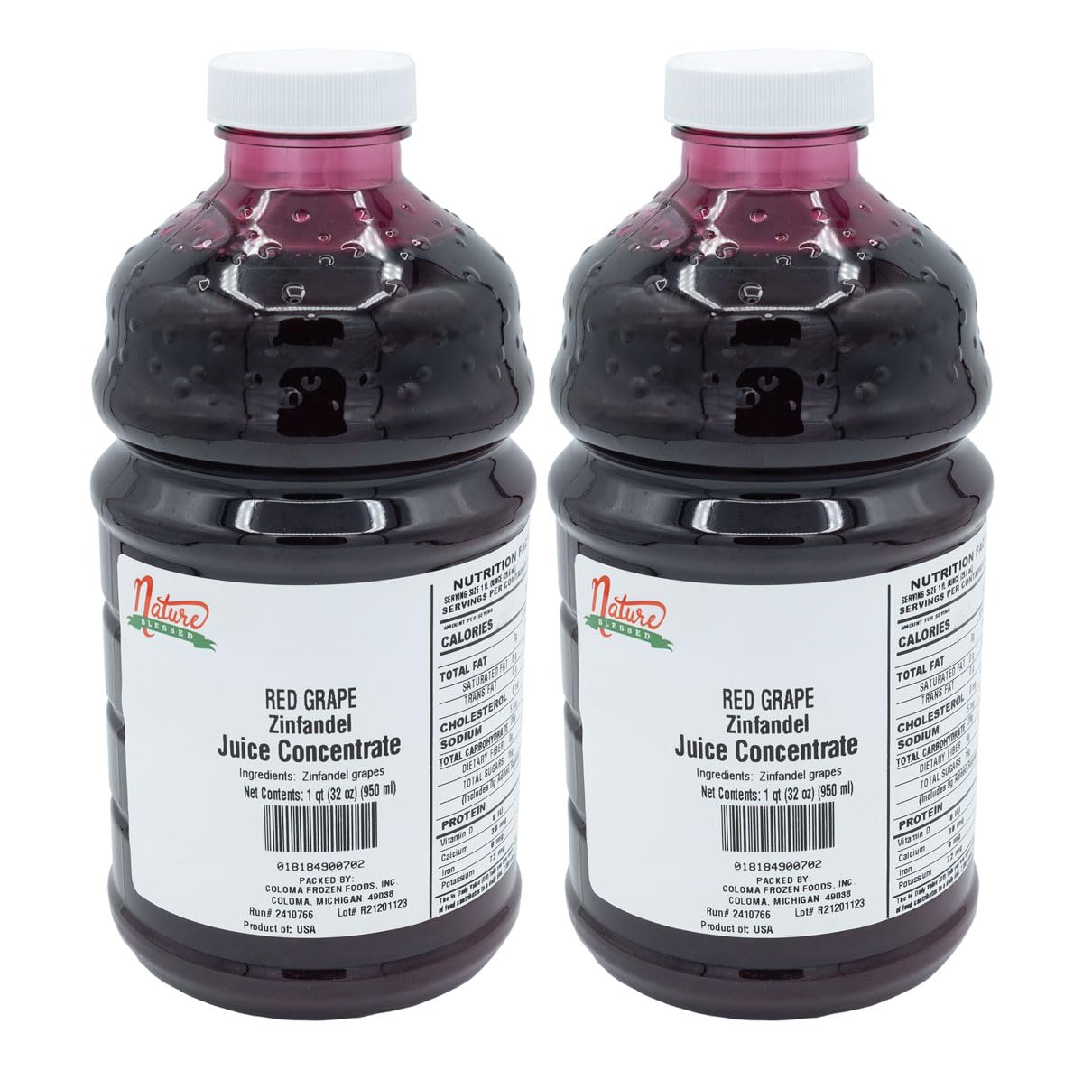 Nature Blessed 100% Zinfandel Red Grape Juice Concentrate - 2 Quarts (2/32 fl oz bottles), Applications: Home Wine Making, Home Brewing, Distilling