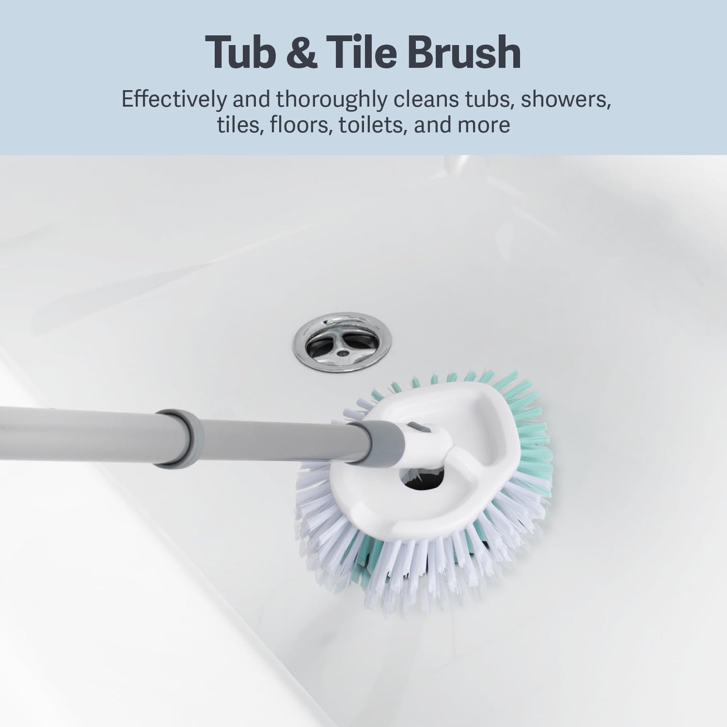 Casabella Tub & Tile Brush - Bathroom Cleaning Brush, Extendable Handle, All-Around Dual Bristles, Bristled Head, Non-Slip Grip