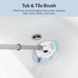 Casabella Tub & Tile Brush - Bathroom Cleaning Brush, Extendable Handle, All-Around Dual Bristles, Bristled Head, Non-Slip Grip