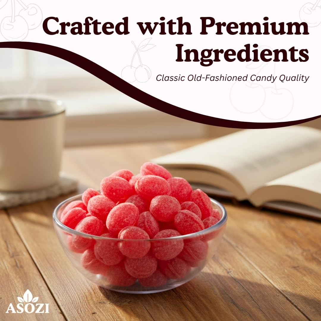 Wild Cherry Drops Hard Candy 2lb- Bulk Pack Old Fashioned Hard Candy - Cherry Candy Flavor- Sanded with Sugar - Perfect for Sore Throats (Wild Cherry)
