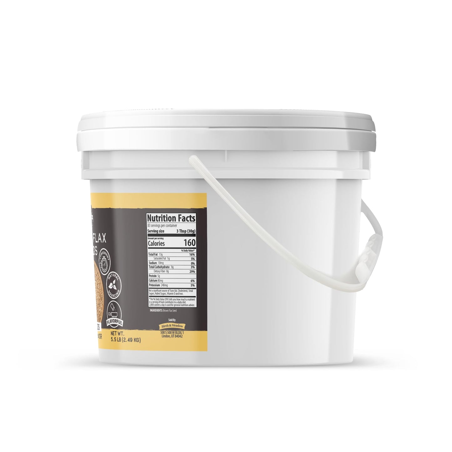 Birch & Meadow 1 Gallon Bucket of Brown Flax Seeds, Nutty Flavor, Linseeds