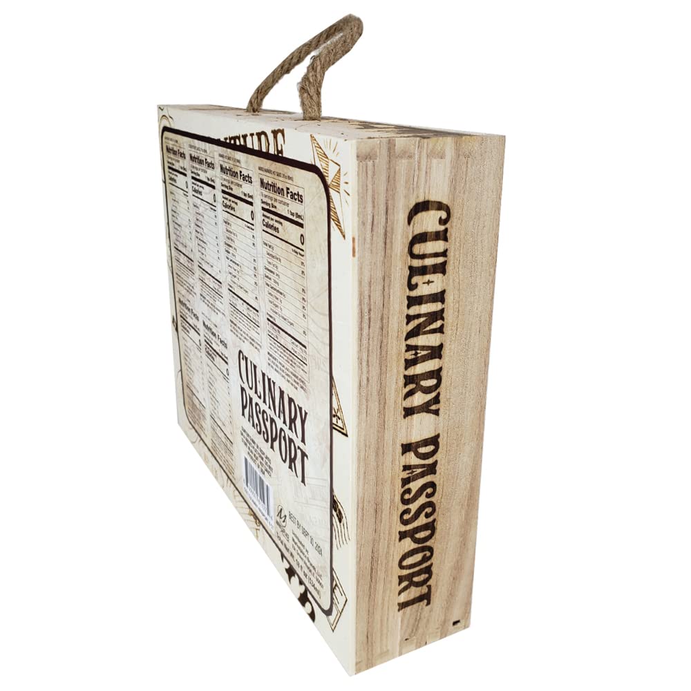 Culinary Passport 6 ct Wooden Crate Hot Sauce Collection, 18 fl oz - Great gift idea for Father's Day or Birthdays for a Hot Sauce Lover