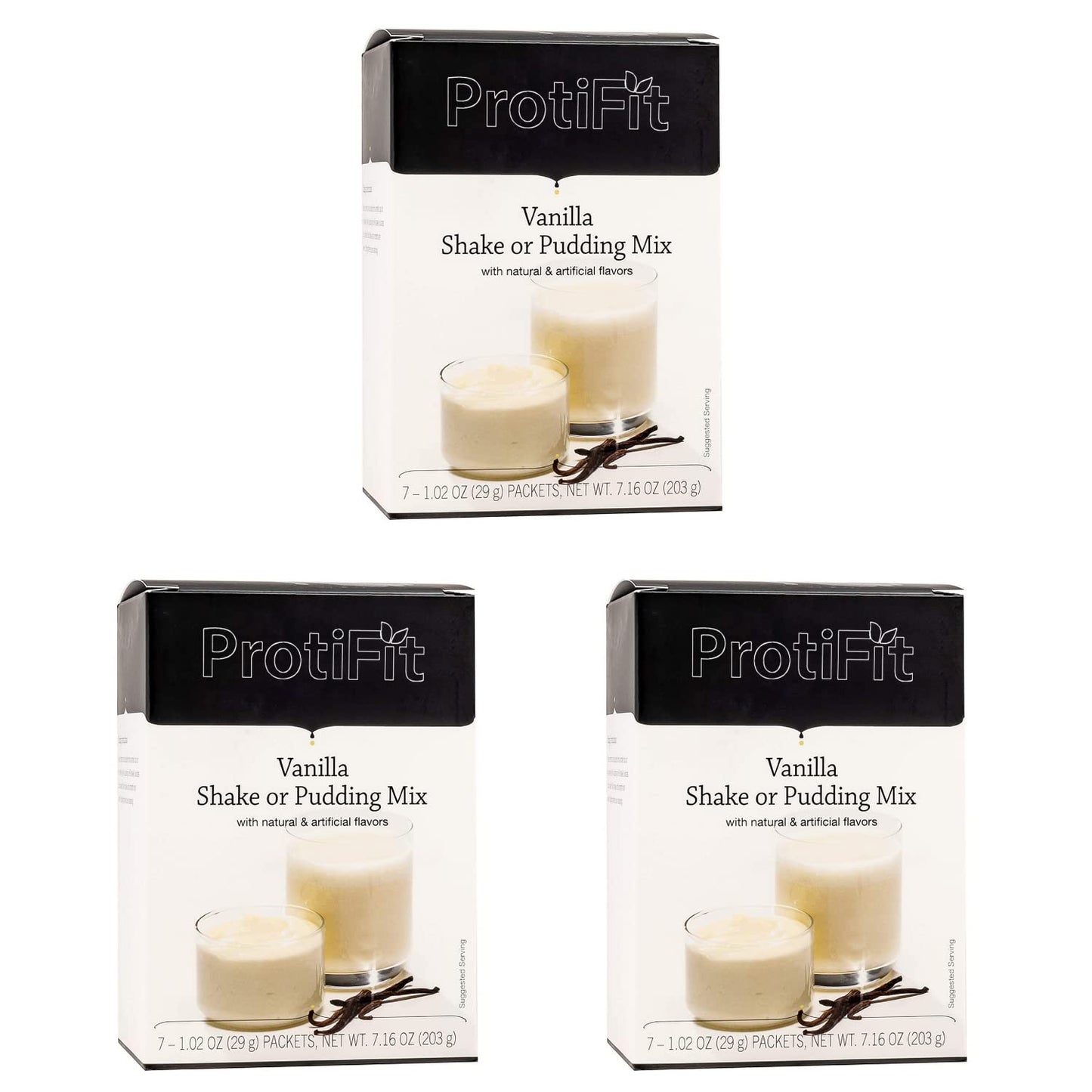 PROTIFIT - High Protein Vanilla Pudding & Shake Mix 3 Pack, 15g Protein, Low Calorie, Low Fat, Low Carb, Aspartame Free, Idea Protein Compatible, Meal