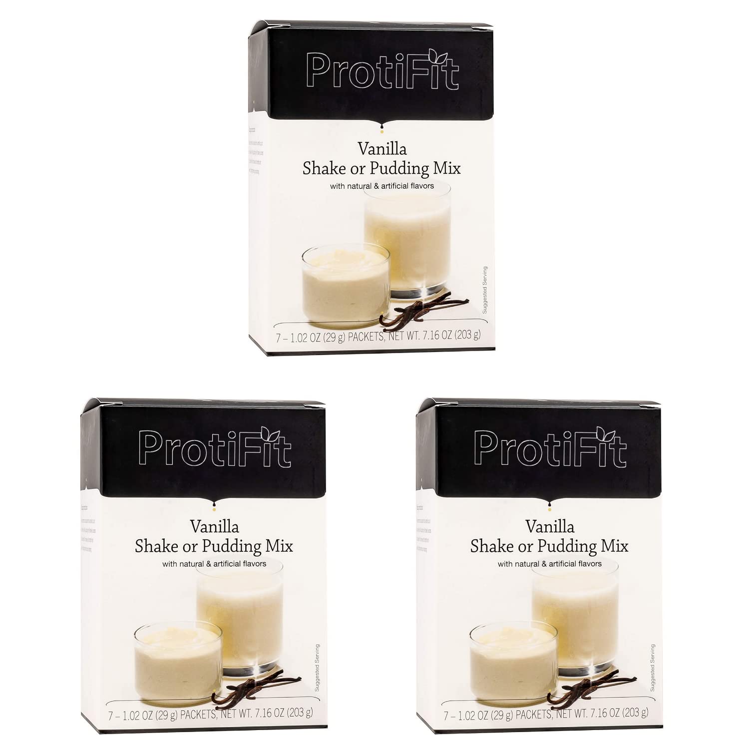 PROTIFIT - High Protein Vanilla Pudding & Shake Mix 3 Pack, 15g Protein, Low Calorie, Low Fat, Low Carb, Aspartame Free, Idea Protein Compatible, Meal