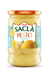 SACLA Lemon Pesto | Bright & Citrusy Italian Pesto Sauce with Lemon Zest & Almonds | 6.7 oz Jar - Non-GMO, Vegetarian | Imported from Italy
