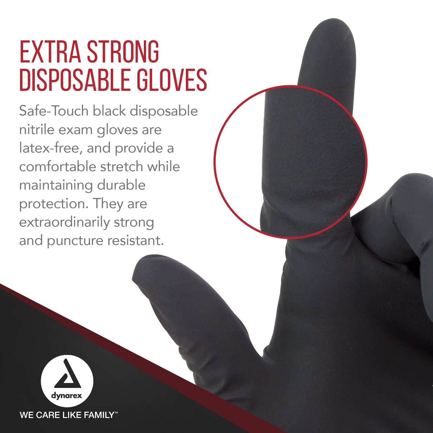Dynarex Safe-Touch Black Disposable Nitrile Exam Gloves, Powder-Free, Used in Healthcare and Professional Settings, Extra-Extra-Large, 1 Box of 100