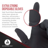 Dynarex Safe-Touch Black Disposable Nitrile Exam Gloves, Powder-Free, Used in Healthcare and Professional Settings, Extra-Extra-Large, 1 Box of 100