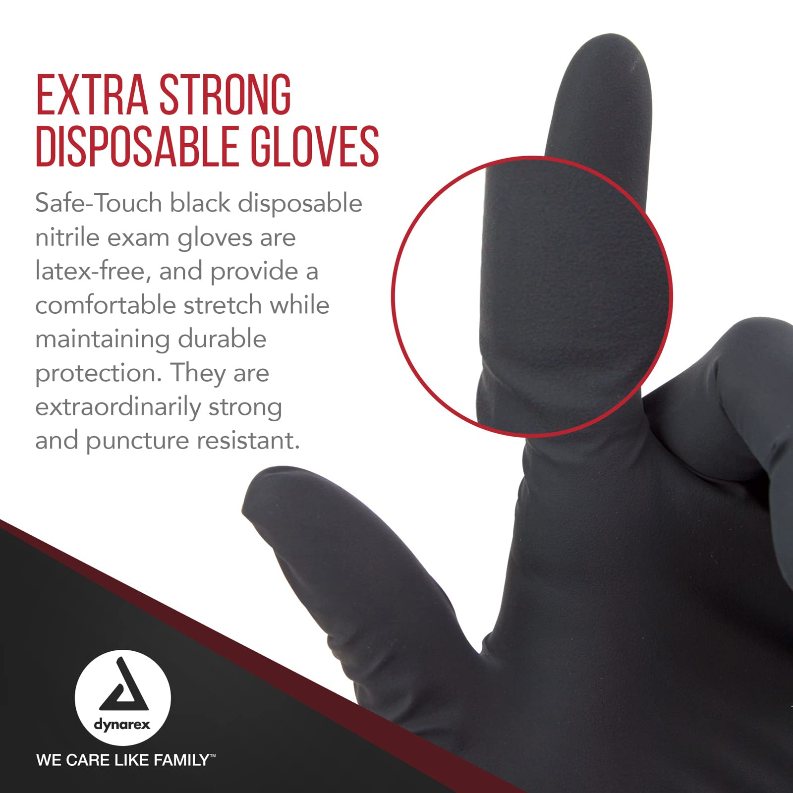 Dynarex Safe-Touch Black Disposable Nitrile Exam Gloves, Powder-Free, Used in Healthcare and Professional Settings, Extra-Extra-Large, 1 Box of 100