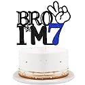 Bro I'm 7 Cake Topper- 7th Birthday Cake Picks, Officially Teenager Cake Topper, Boy 7th Birthday Cake Decorations - 7 Years Old - Big Brother 7th