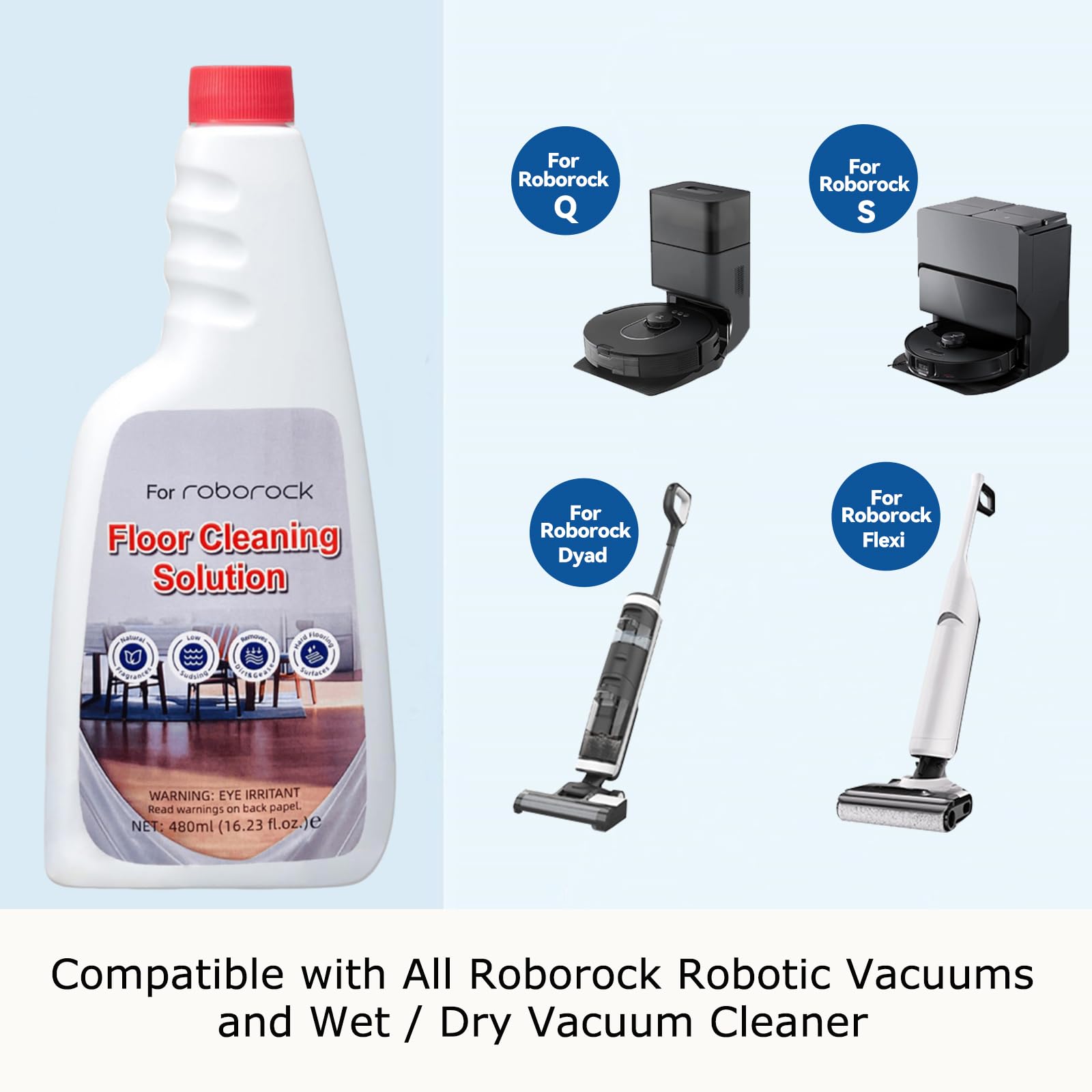 3 Pack Floor Solution for Roborock Floor Cleaning Solution Citrus Scented, Residue & Streak Free Deep Clean for Hardwood, Compatible with Roborock