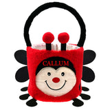 DearSun Exquisite Embroidery ! Personalized Plush Ladybird Basket Easter Egg Hunting Basket with Embroidery Name (Plush Ladybird Basket)